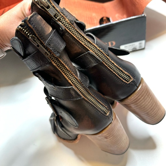 Freebird Bond Black Distressed Block Heel Sandals Multi Strap & Buckle Size 10 - Picture 10 of 16